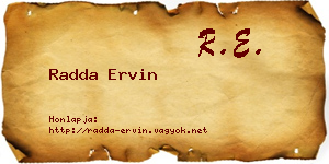 Radda Ervin névjegykártya